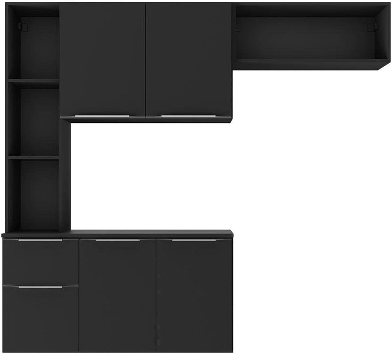 Cozinha Compacta Completa com Armário e Balcão Sofia Mp2001 Preta – Multimóveis, Design Moderno e Espaçoso