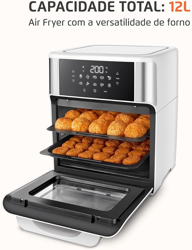 MONDIAL Fritadeira Air Fryer Forno Oven 12L, Preto/Inox, 2000W, 110V - AFON-12L-BI