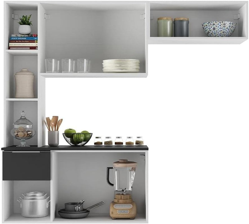 Cozinha Compacta Completa com Armário e Balcão Sofia Mp2001 Preta – Multimóveis, Design Moderno e Espaçoso