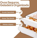 Porta Ovos Organizador 32 Unidades para Geladeira, Casa e Cozinha – Caixa Acrílica Transparente 2 Andares, Empilhável, BPA Free, Ovos Frescos e Organizados | Premium InoVibes