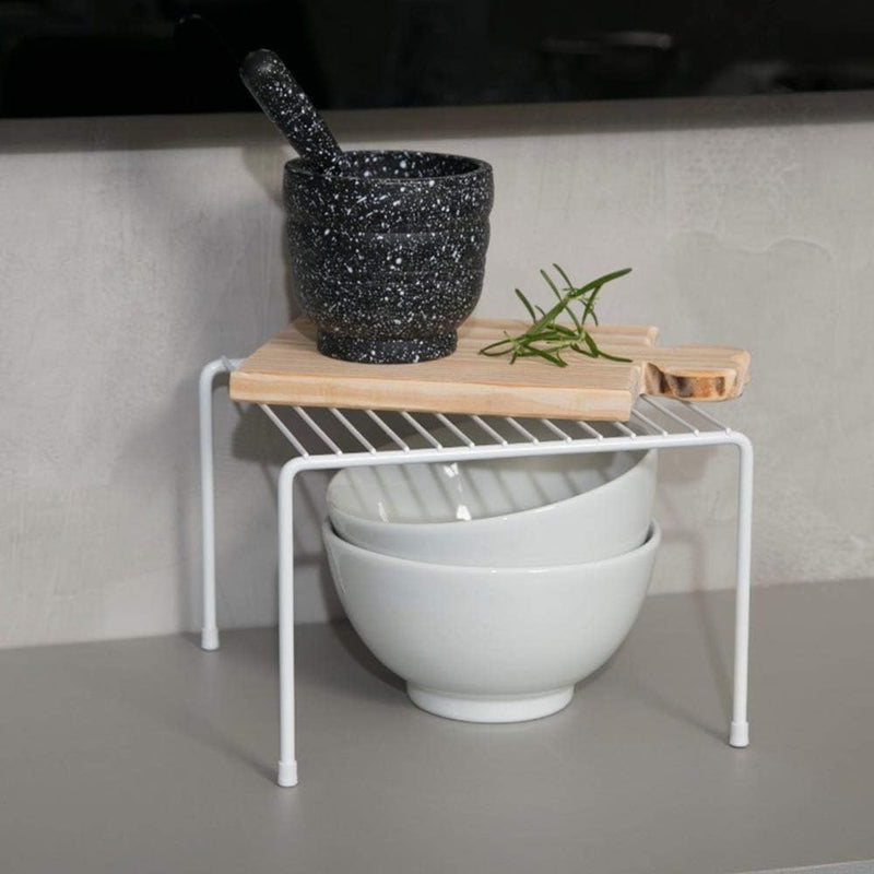 Kit Organizador para Cozinha Armário Prateleira Aramado Armazenamento Xícaras Porta Pratos Cesto 7 Un - Branco