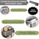Organizador Multiuso/Suporte de Parede/Porta Utensílios, Talheres e Porta Pano de Pratos com 8 ganchos 50cm, em metal, super resistente, moderno e funcional, sua cozinha muito mais charmosa!