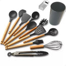 Kit Utensílios De Cozinha Jogo Completo 12 Peças Silicone Acompanha Mini Ralador - TYDA (ROSA)