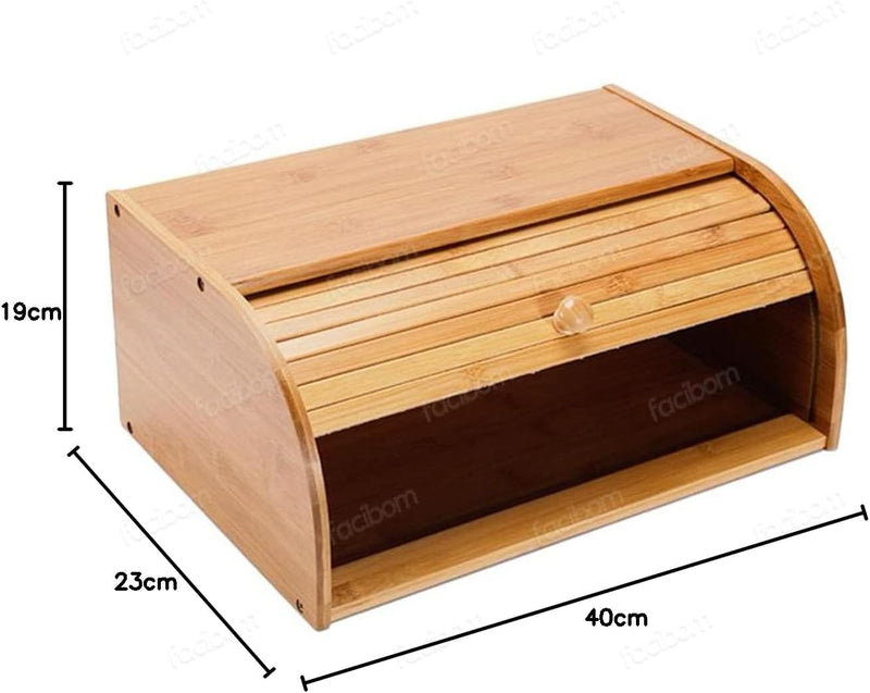 Mimo Style Porta Pães Com Tampa Retrátil Bambu Ecokitchen. Perfeita Para Armazenar Pães e Bolachas, Resistente, Durável e 100% Ecológica, Bege