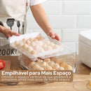 Porta Ovos Organizador 32 Unidades para Geladeira, Casa e Cozinha – Caixa Acrílica Transparente 2 Andares, Empilhável, BPA Free, Ovos Frescos e Organizados | Premium InoVibes