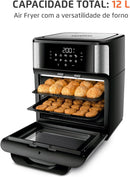 MONDIAL Fritadeira Air Fryer Forno Oven 12L, Preto/Inox, 2000W, 110V - AFON-12L-BI