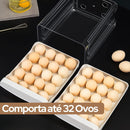 Porta Ovos Organizador 32 Unidades para Geladeira, Casa e Cozinha – Caixa Acrílica Transparente 2 Andares, Empilhável, BPA Free, Ovos Frescos e Organizados | Premium InoVibes