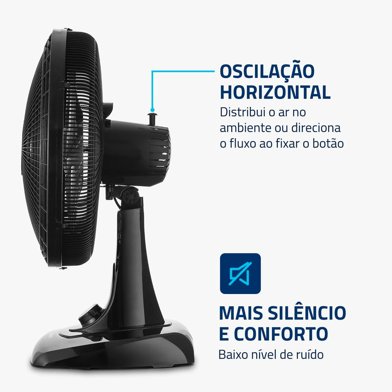 MONDIAL Ventilador de Mesa 40cm Super Power, Preto/Prata, 140W, 110V - VSP-40-B