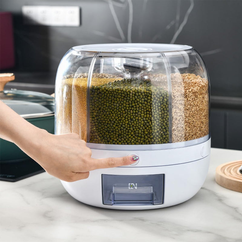 Python Fly - Dispensador de Grãos, 6 Grades, Rotativo, Armazenamento, Cozinha, 23 cm