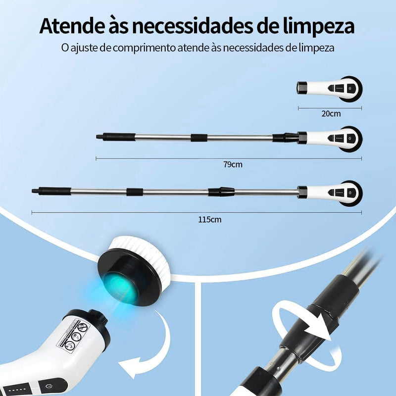 Esfregão Elétrico 9 Em 1 Mop Sem fio Escova De Limpeza Pesada Janela Banheiro e Cozinha Rapida Multiuso 360 Recarregavel Giratoria