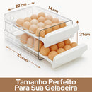 Porta Ovos Organizador 32 Unidades para Geladeira, Casa e Cozinha – Caixa Acrílica Transparente 2 Andares, Empilhável, BPA Free, Ovos Frescos e Organizados | Premium InoVibes