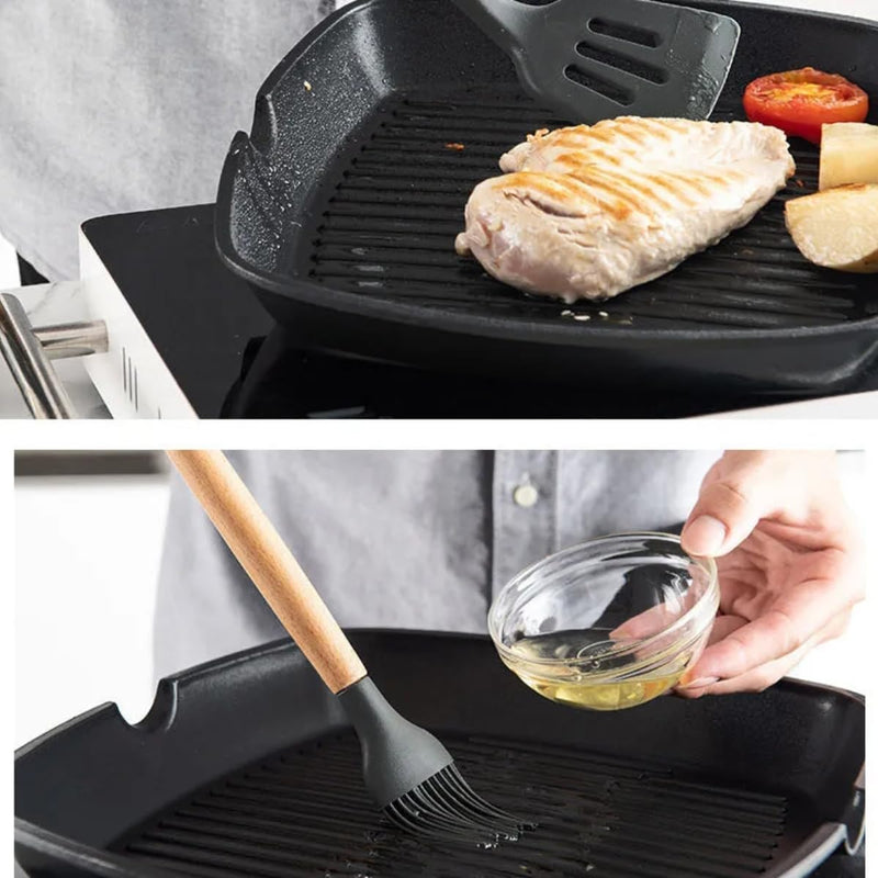 Kit Utensílios De Cozinha Jogo Completo 12 Peças Silicone Acompanha Mini Ralador - TYDA (ROSA)