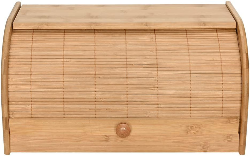 Mimo Style Porta Pães Com Tampa Retrátil Bambu Ecokitchen. Perfeita Para Armazenar Pães e Bolachas, Resistente, Durável e 100% Ecológica, Bege