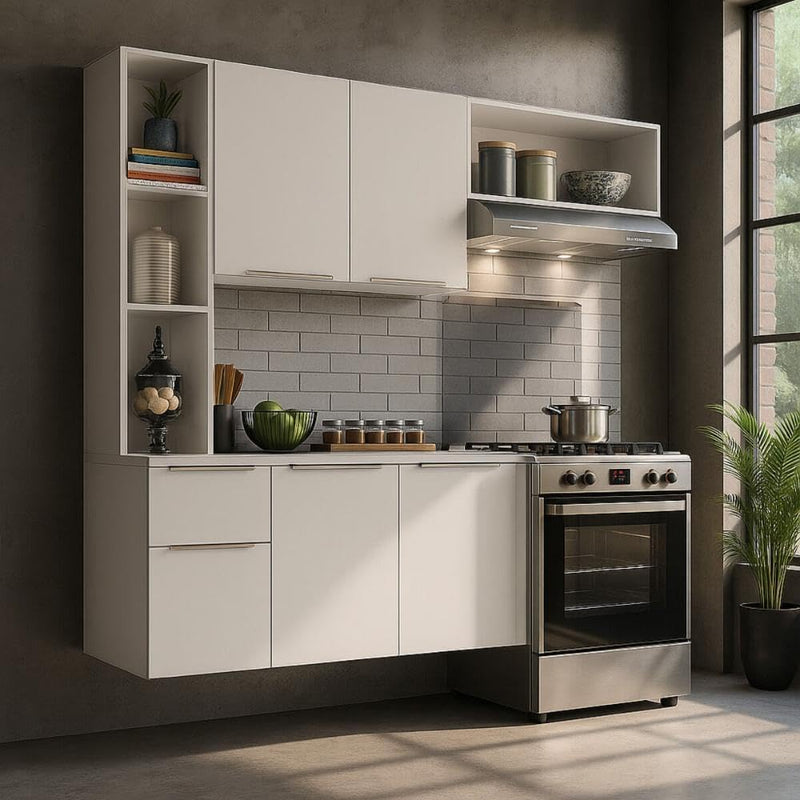 Cozinha Compacta Completa com Armário e Balcão Sofia Mp2001 Preta – Multimóveis, Design Moderno e Espaçoso