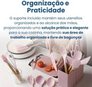 Conjunto de Utensílios de Cozinha 19 Peças em Silicone com Cabo de Madeira, Livre de BPA, Antiaderente e Resistente ao Calor (Branco)