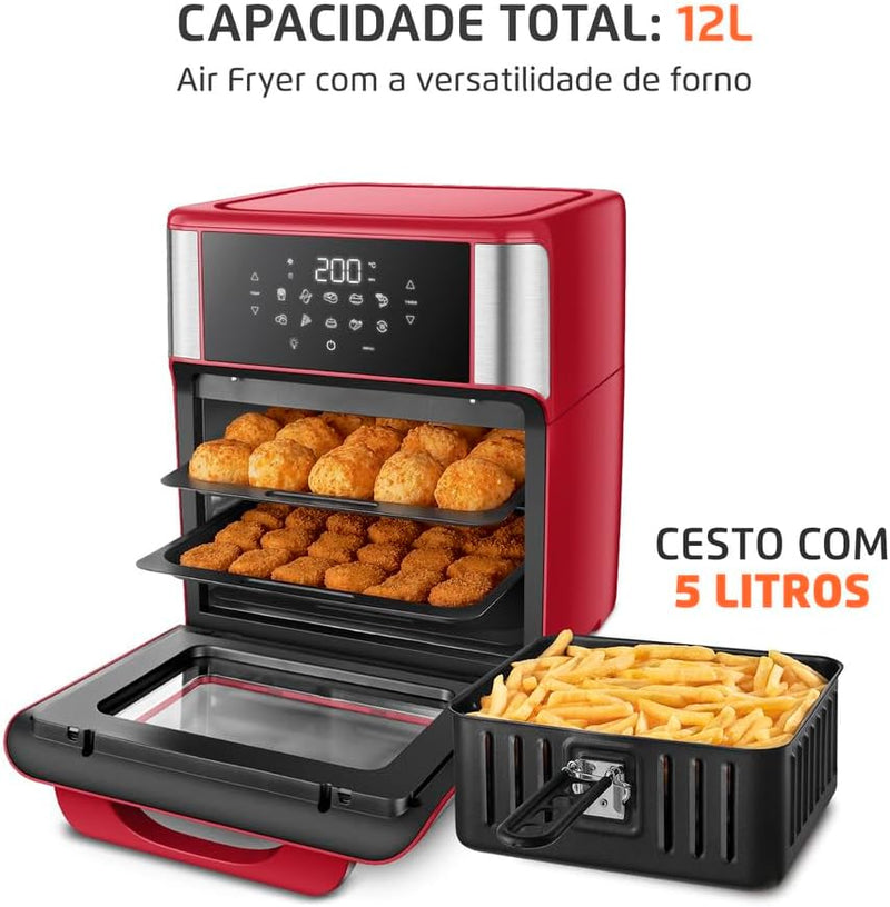 MONDIAL Fritadeira Air Fryer Forno Oven 12L, Preto/Inox, 2000W, 110V - AFON-12L-BI