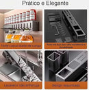 Organizador Multiuso/Suporte de Parede/Porta Utensílios, Talheres e Porta Pano de Pratos com 8 ganchos 50cm, em metal, super resistente, moderno e funcional, sua cozinha muito mais charmosa!