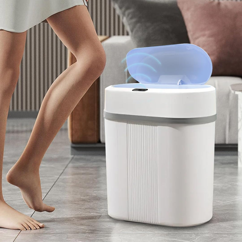 Lixeira Automática 12L com Sensor Inteligente de Aproximação – Abertura e Fechamento Automáticos para Cozinha, Banheiro e Escritório (12L-branco)