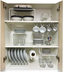 Kit Organizador para Cozinha Armário Prateleira Aramado Armazenamento Xícaras Porta Pratos Cesto 7 Un - Branco