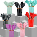 Kit Utensílios De Cozinha Jogo Completo 12 Peças Silicone Acompanha Mini Ralador - TYDA (ROSA)