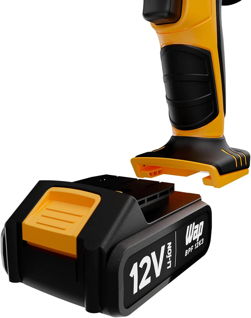 WAP Parafusadeira e Furadeira à Bateria 12V BPF-12K3, Kit de 13 Acessórios e Maleta, Empunhadura Emborrachada, Bivolt