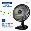 MONDIAL Ventilador de Mesa 40cm Super Power, Preto/Prata, 140W, 110V - VSP-40-B