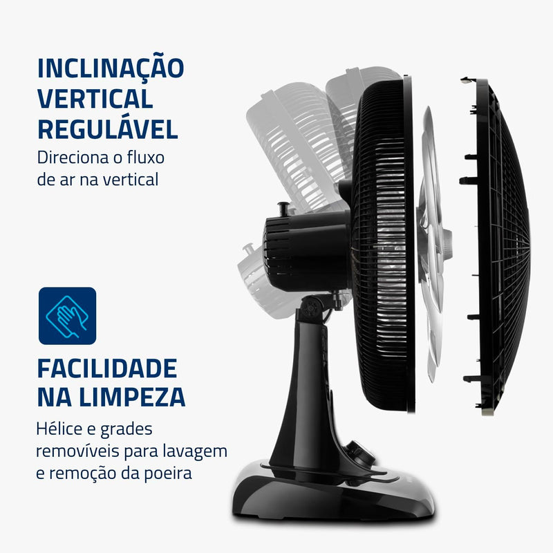 MONDIAL Ventilador de Mesa 40cm Super Power, Preto/Prata, 140W, 110V - VSP-40-B
