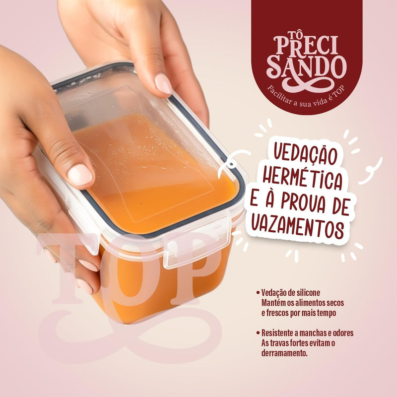 Kit Com 15 Potes Herméticos para Mantimentos, Plástico PP Transparente com Tampa Easy Lock, para Organização de Cozinha e Casa, Certificado CE e FDA