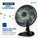 MONDIAL Ventilador de Mesa 40cm Super Power, Preto/Prata, 140W, 110V - VSP-40-B