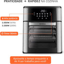 MONDIAL Fritadeira Air Fryer Forno Oven 12L, Preto/Inox, 2000W, 110V - AFON-12L-BI