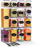 Kit 15 Potes Tampa Hermético - Porta Armazenamento de Alimentos Mantimentos Armário Cozinha (Kit 15)