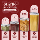 Kit Com 15 Potes Herméticos para Mantimentos, Plástico PP Transparente com Tampa Easy Lock, para Organização de Cozinha e Casa, Certificado CE e FDA