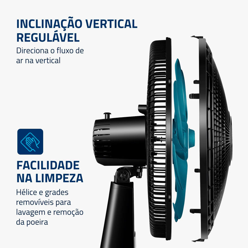 MONDIAL Ventilador de Mesa 40cm Super Power, Preto/Prata, 140W, 110V - VSP-40-B