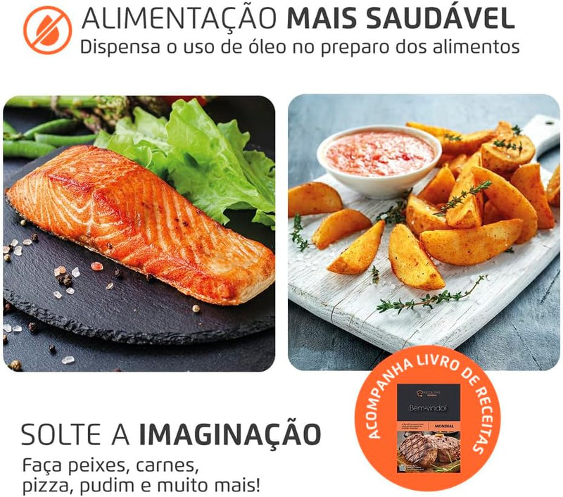 MONDIAL Fritadeira Air Fryer Forno Oven 12L, Preto/Inox, 2000W, 110V - AFON-12L-BI