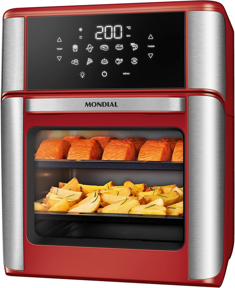 MONDIAL Fritadeira Air Fryer Forno Oven 12L, Preto/Inox, 2000W, 110V - AFON-12L-BI