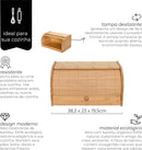 Mimo Style Porta Pães Com Tampa Retrátil Bambu Ecokitchen. Perfeita Para Armazenar Pães e Bolachas, Resistente, Durável e 100% Ecológica, Bege