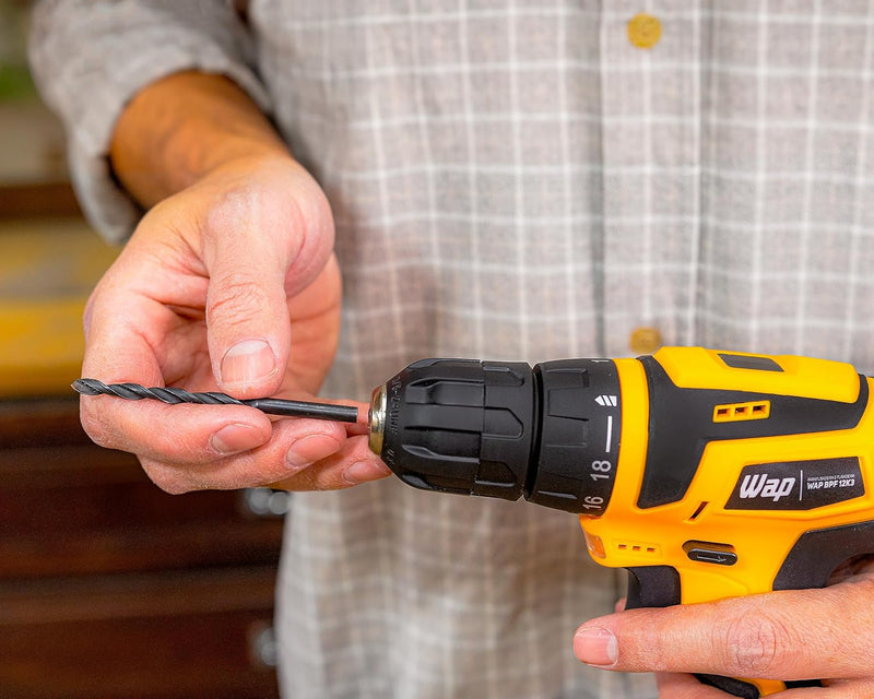 WAP Parafusadeira e Furadeira à Bateria 12V BPF-12K3, Kit de 13 Acessórios e Maleta, Empunhadura Emborrachada, Bivolt